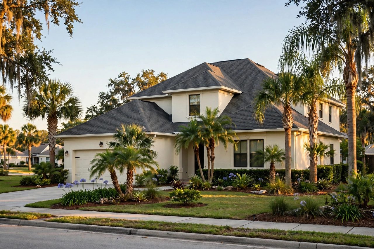 Illustrative after image showing a repaired Orlando roof area, geotagged to Orlando FL