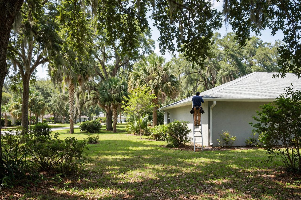 Orlando roofing professional inspecting a residential roof