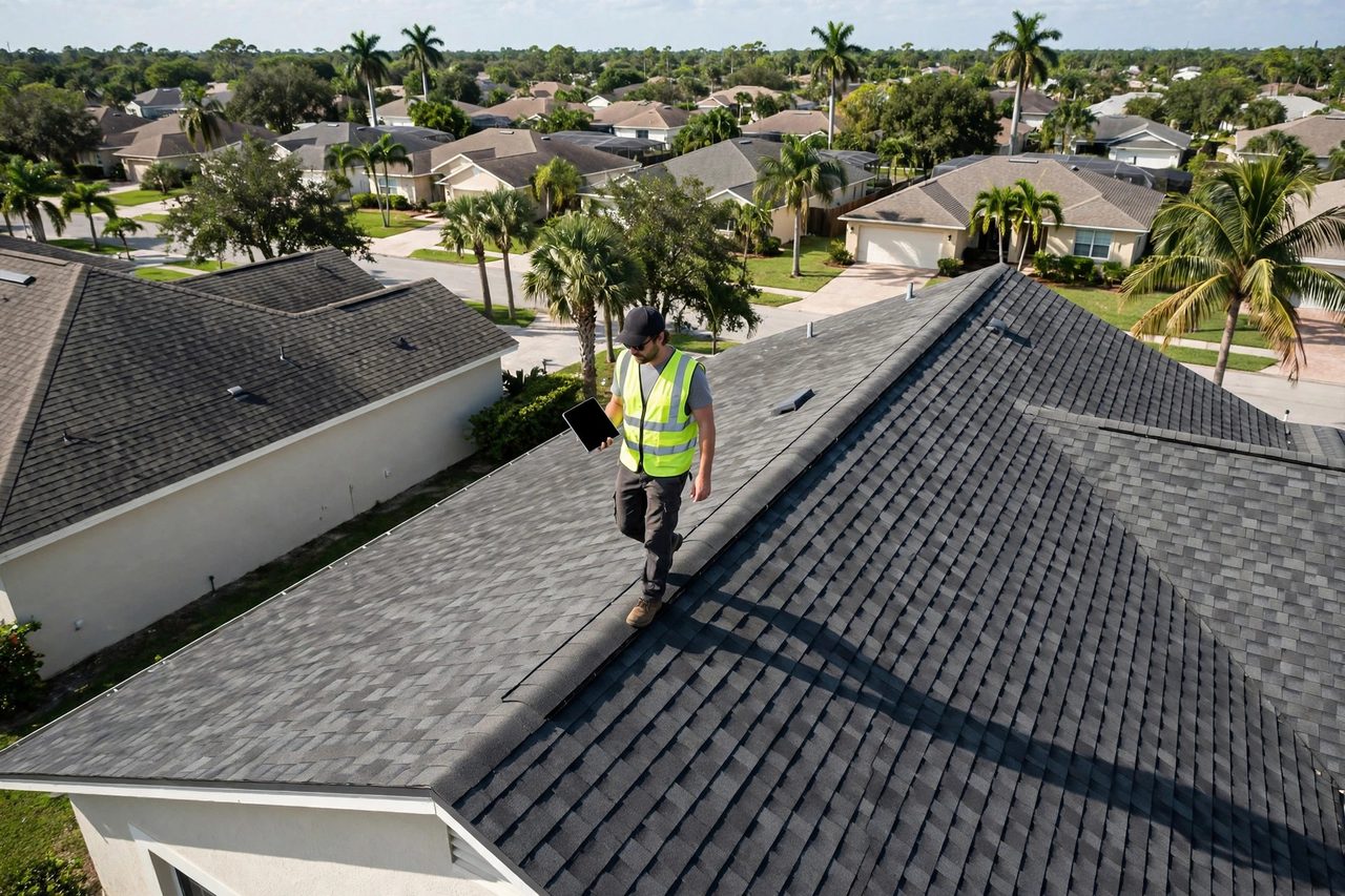Orlando roofing professional inspecting a residential roof