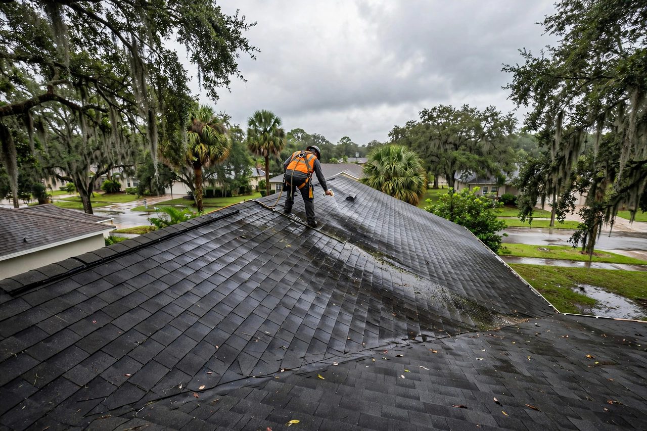 Orlando roofing professional inspecting a residential roof