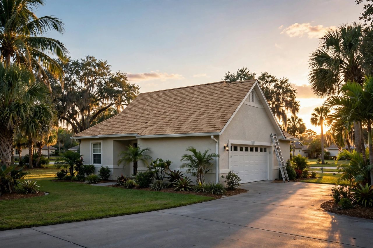 Illustrative after image showing a repaired Orlando roof area, geotagged to Orlando FL