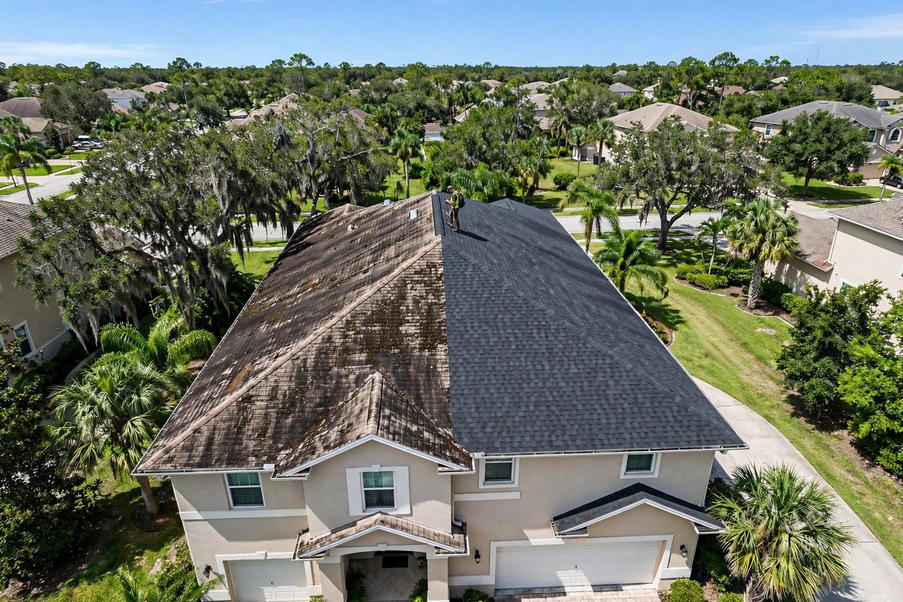 Orlando roofing professional inspecting a residential roof