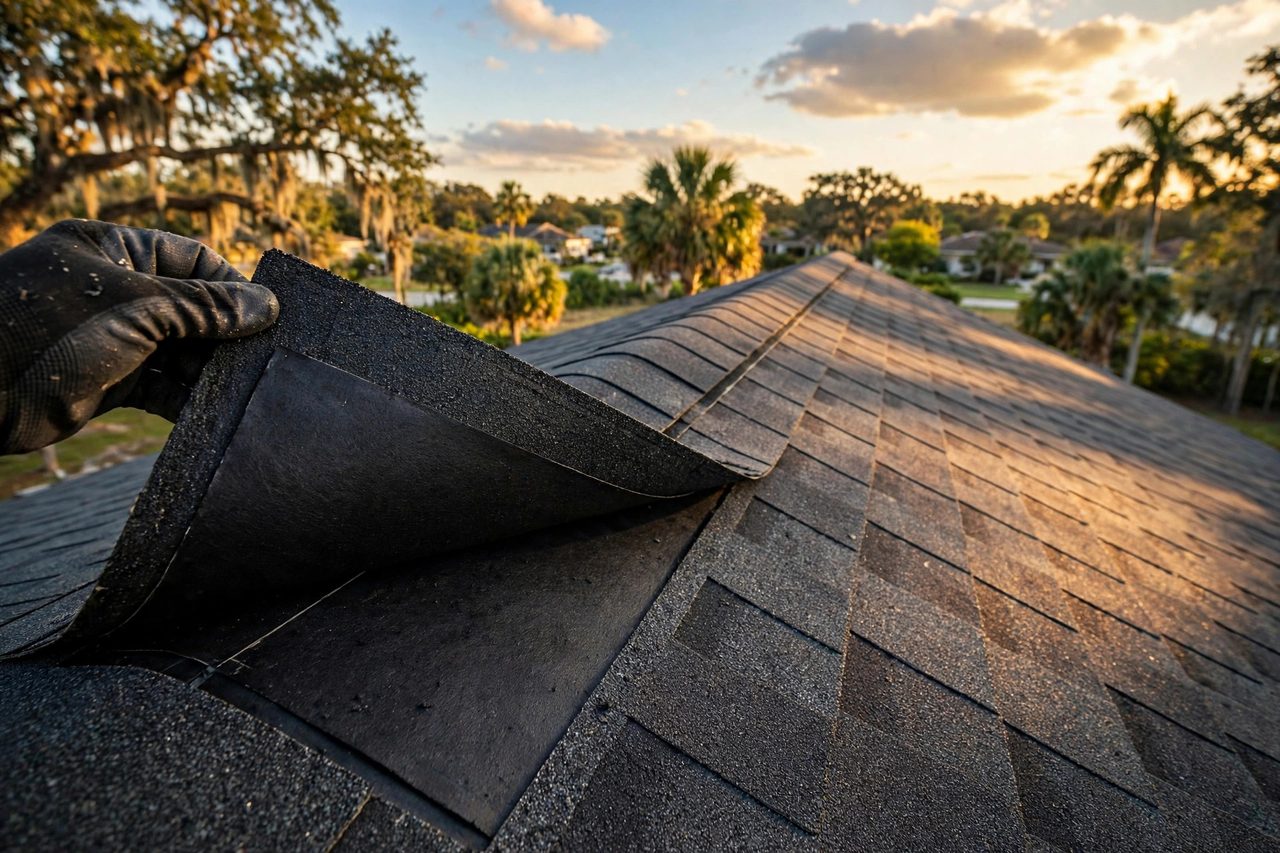 Illustrative after image showing a repaired Orlando roof area, geotagged to Orlando FL