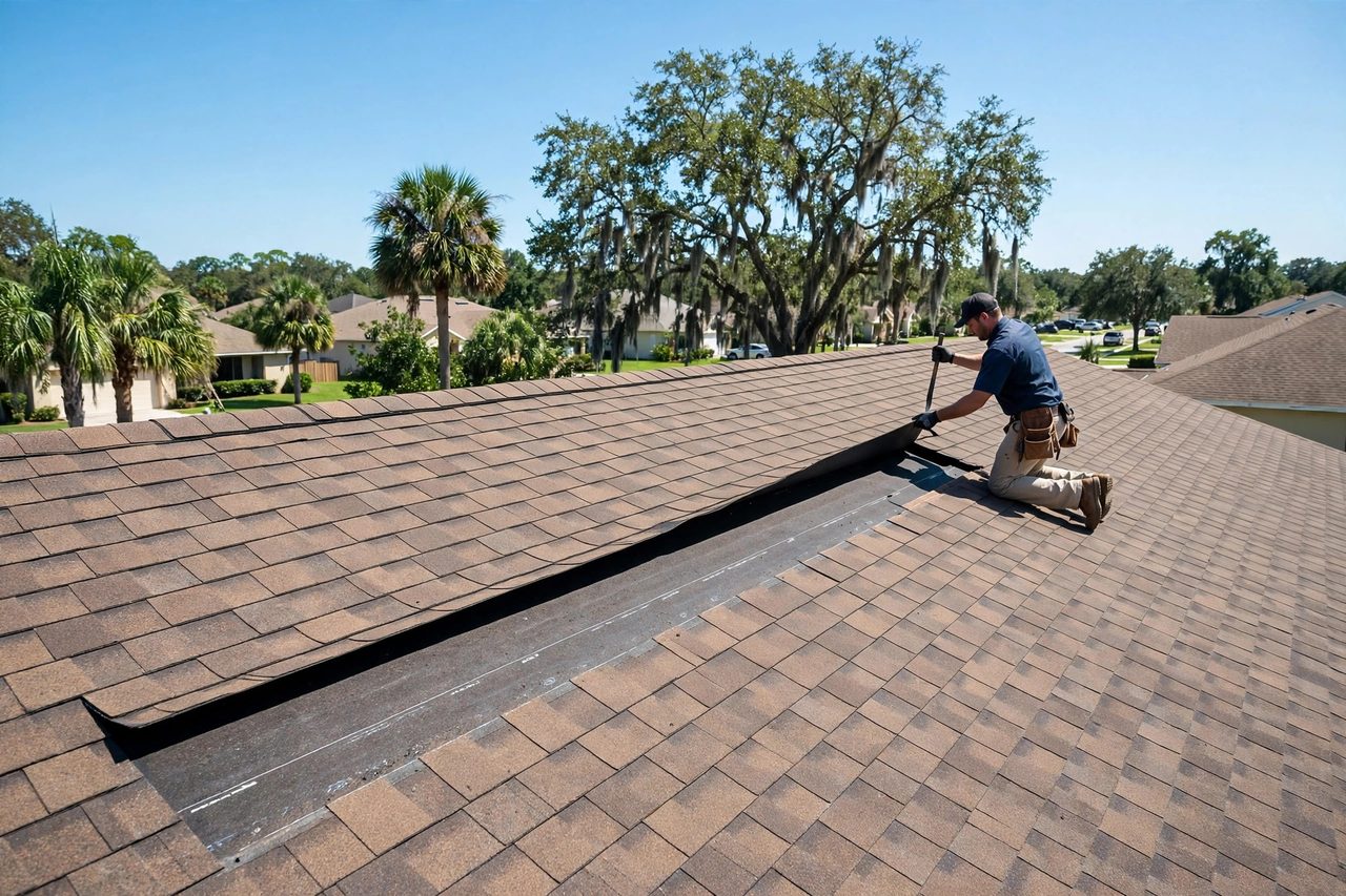 Orlando roofing professional inspecting a residential roof