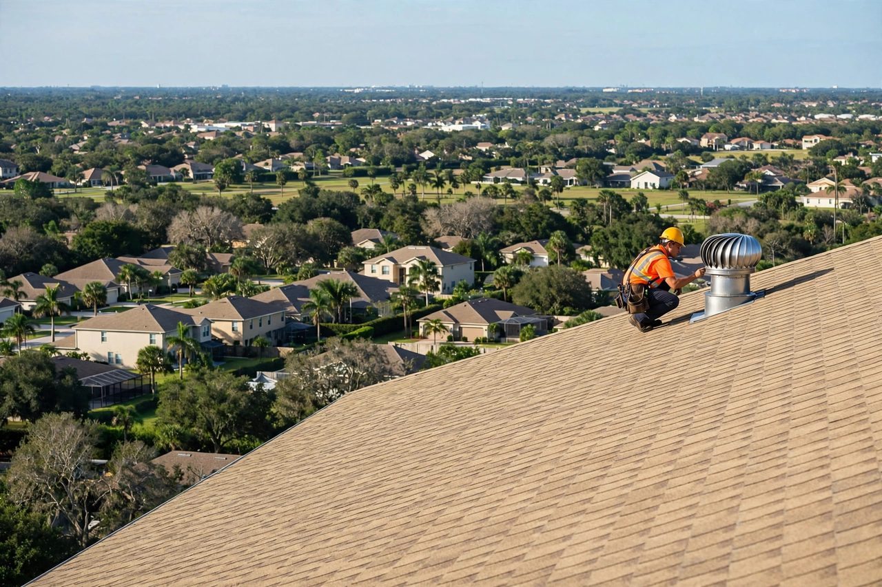 Orlando roofing professional inspecting a residential roof