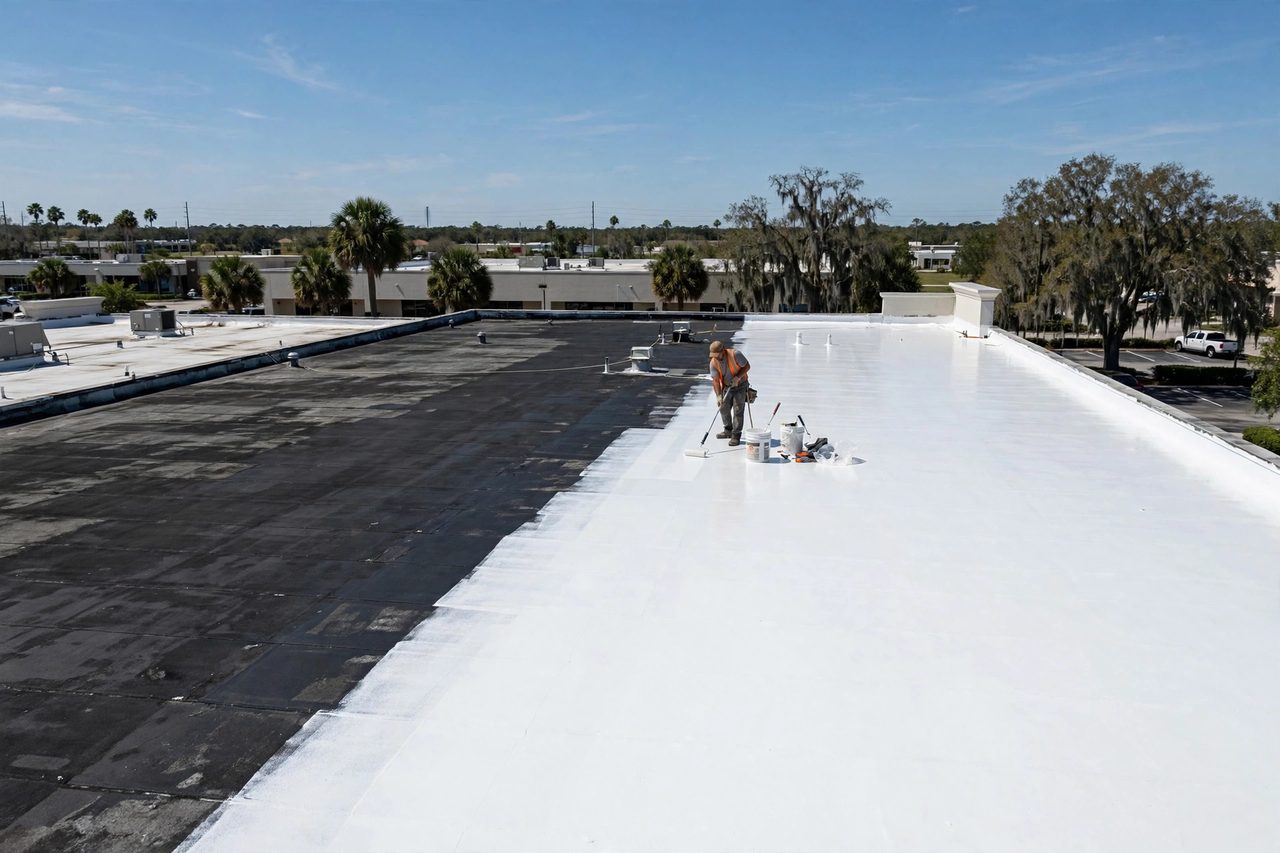 Orlando roofing Silicone Roof Coating service scene, geotagged to Orlando FL