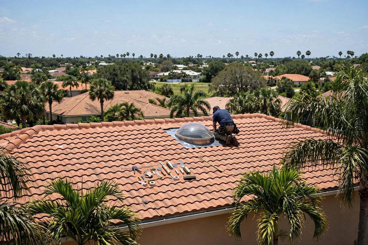 Orlando roofing professional inspecting a residential roof
