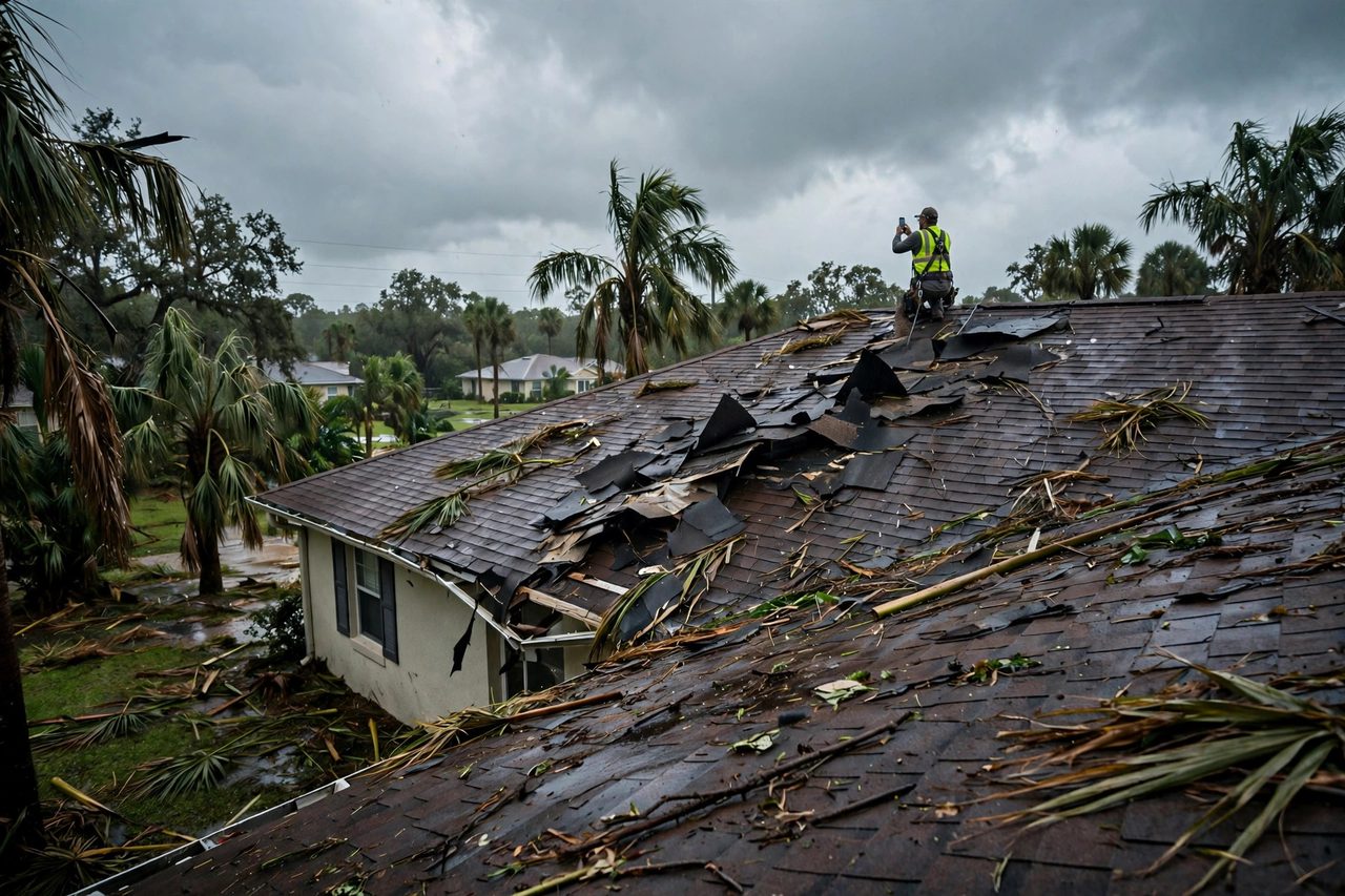Orlando roofing professional inspecting a residential roof