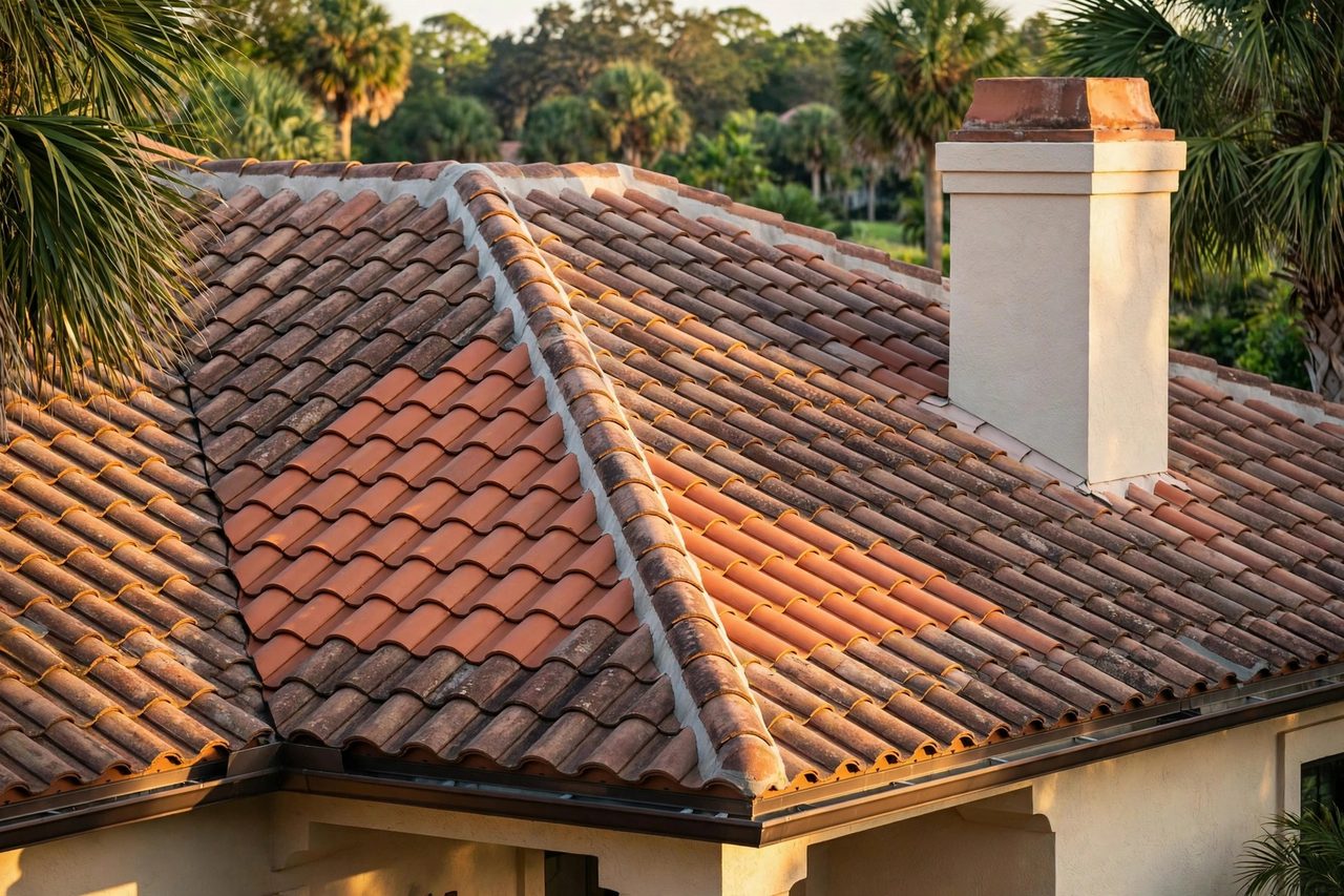 Illustrative after image showing a repaired Orlando roof area, geotagged to Orlando FL