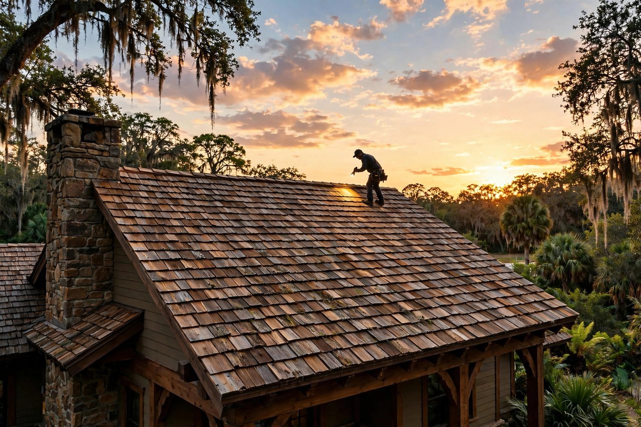 Orlando roofing professional inspecting a residential roof